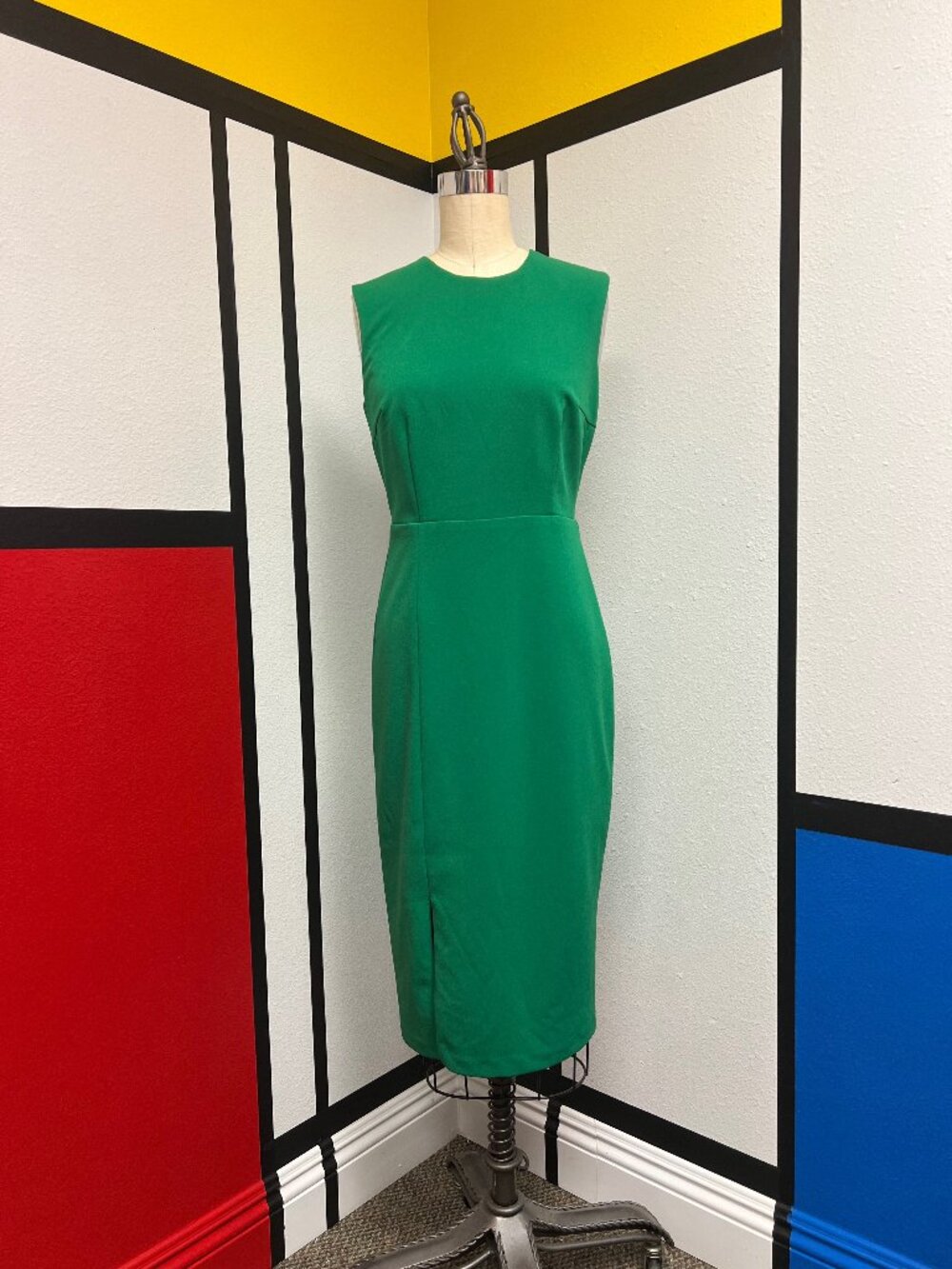 NWT Alexia Admor Green Sleeveless Midi Pencil Dress with Front Slit Size XS